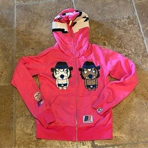 DEVIL NUT Pink Fun Graphic Hoodie Sweatshirt Size Small